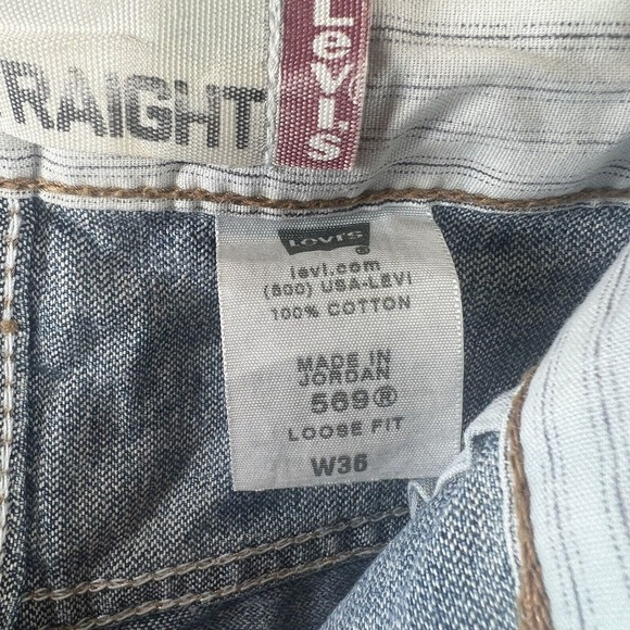 Levi’s Shorts 569 Men’s Size 36W Blue Denim Jean Loose Straight Stretch Jorts - Picture 7 of 16